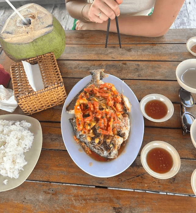 Fish of the day at floating restaurant