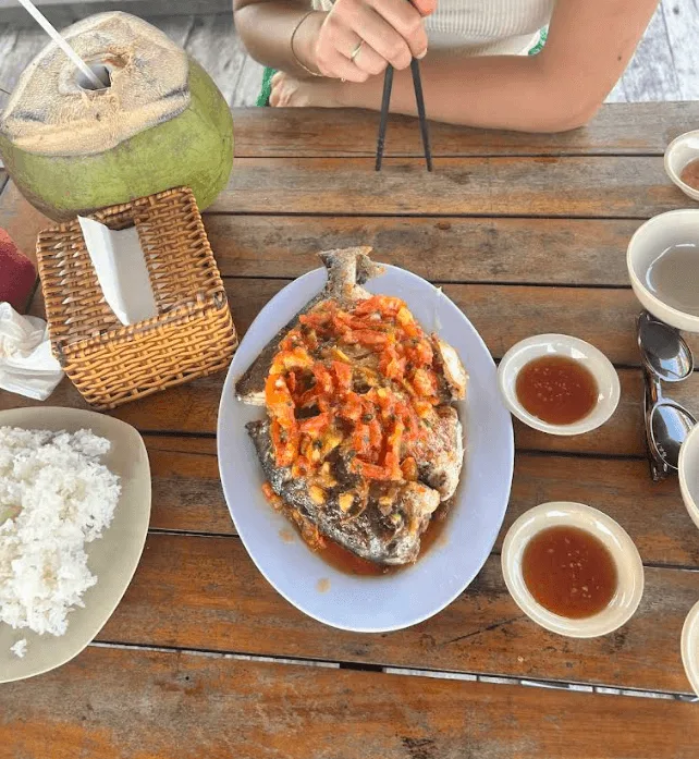 Fish of the day at floating restaurant