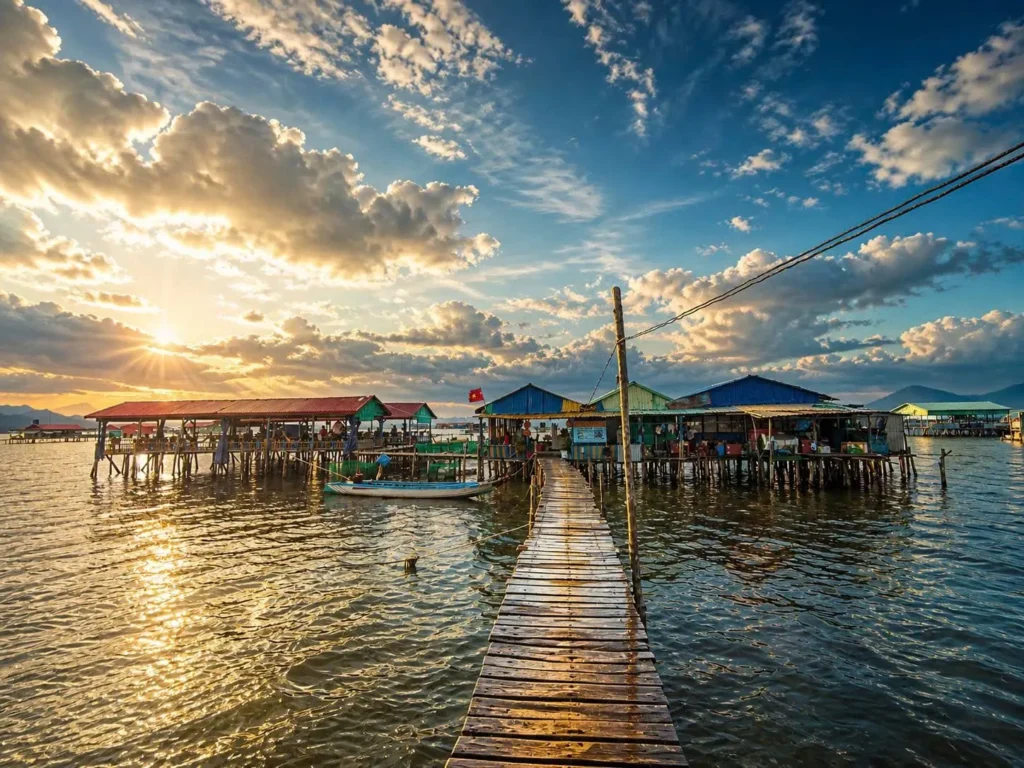 A floating house doing sunset, near starfish beach, phu quoc