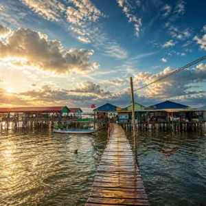 A floating house doing sunset, near starfish beach, phu quoc